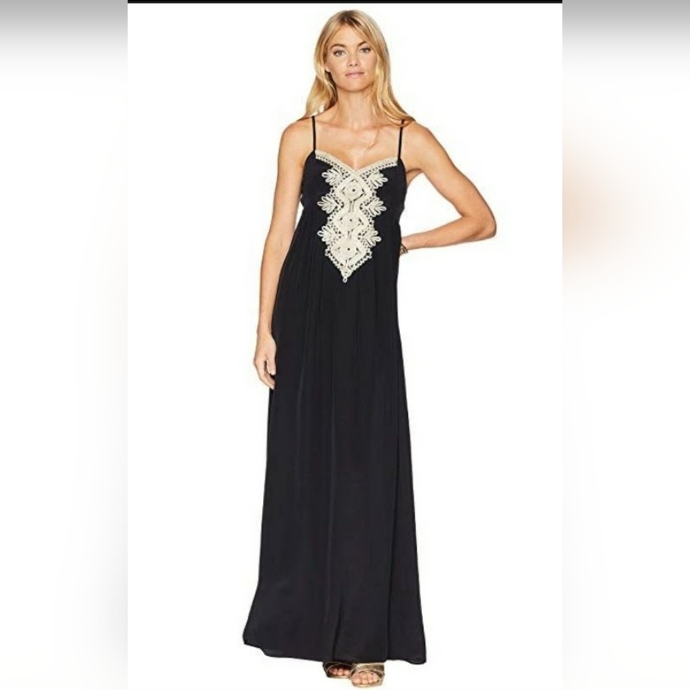 NWT size 10 Lilly Pulitzer 100% silk Kelsea maxi dress, onyx